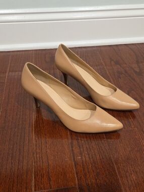 Cole Haan Nude Pointed-Toe Leather Pumps